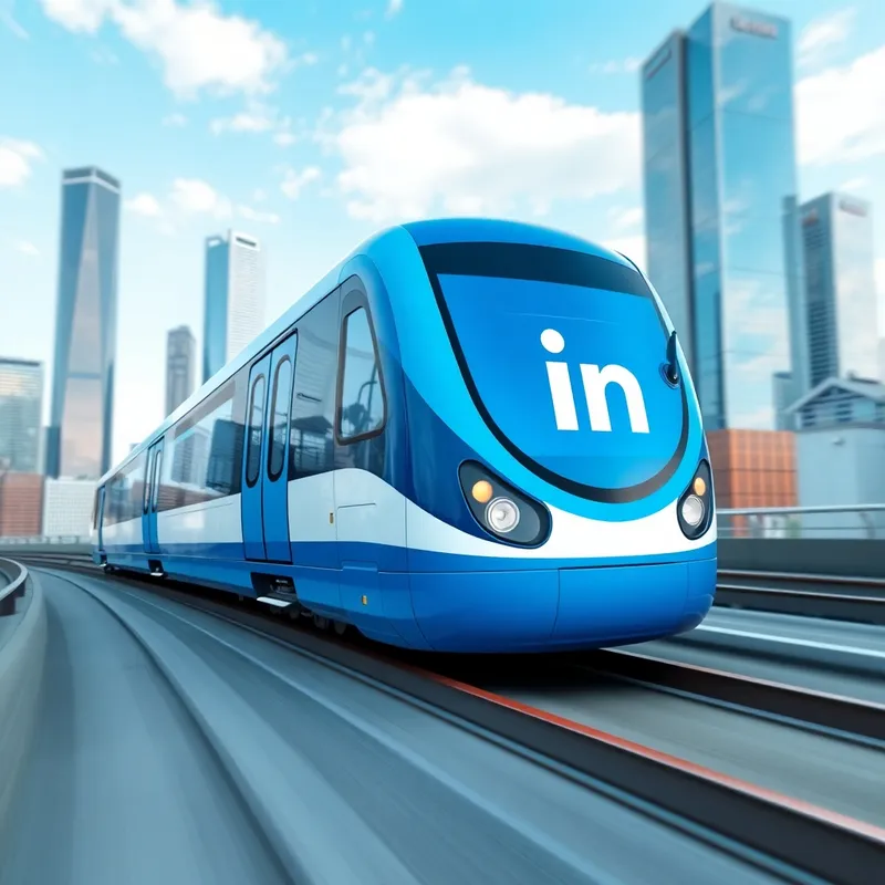 Futuristic LinkedIn Train in Modern Cityscape Futuristic LinkedIn Train in Modern Cityscape