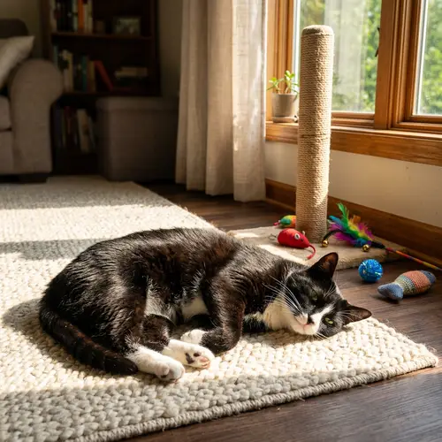 Luxurious Ebony and White Domestic Short-Haired Cat | Feline Bliss