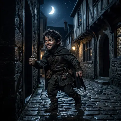 Halfling Thief in the Night with Smoke Bomb - Fantasy Art