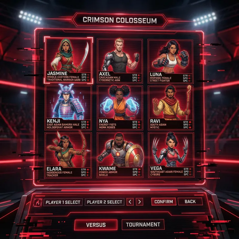 Character Selection Screen for Fighting Game