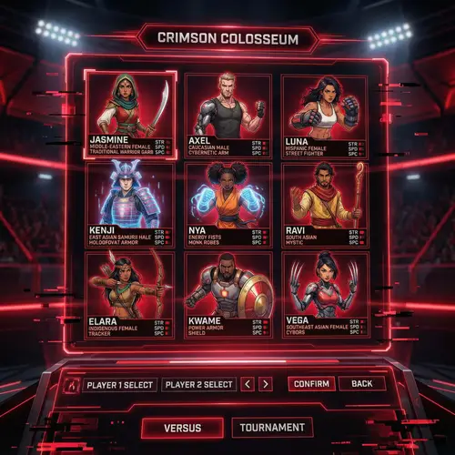 Character Selection Screen for Fighting Game