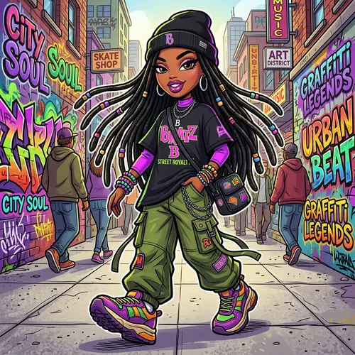 Vibrant Cartoon Bratz Model Illustration