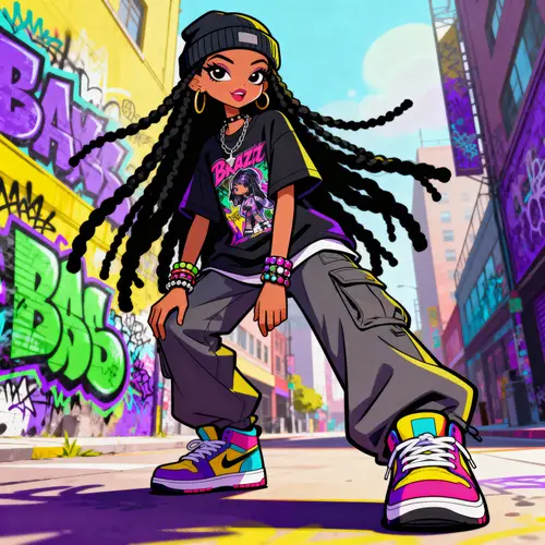 Vibrant Cartoon Bratz Model Illustration