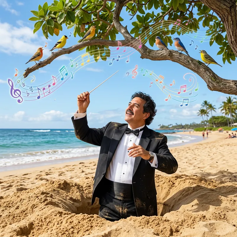 Orchestra Conductor in Sand: A Harmonious Scene