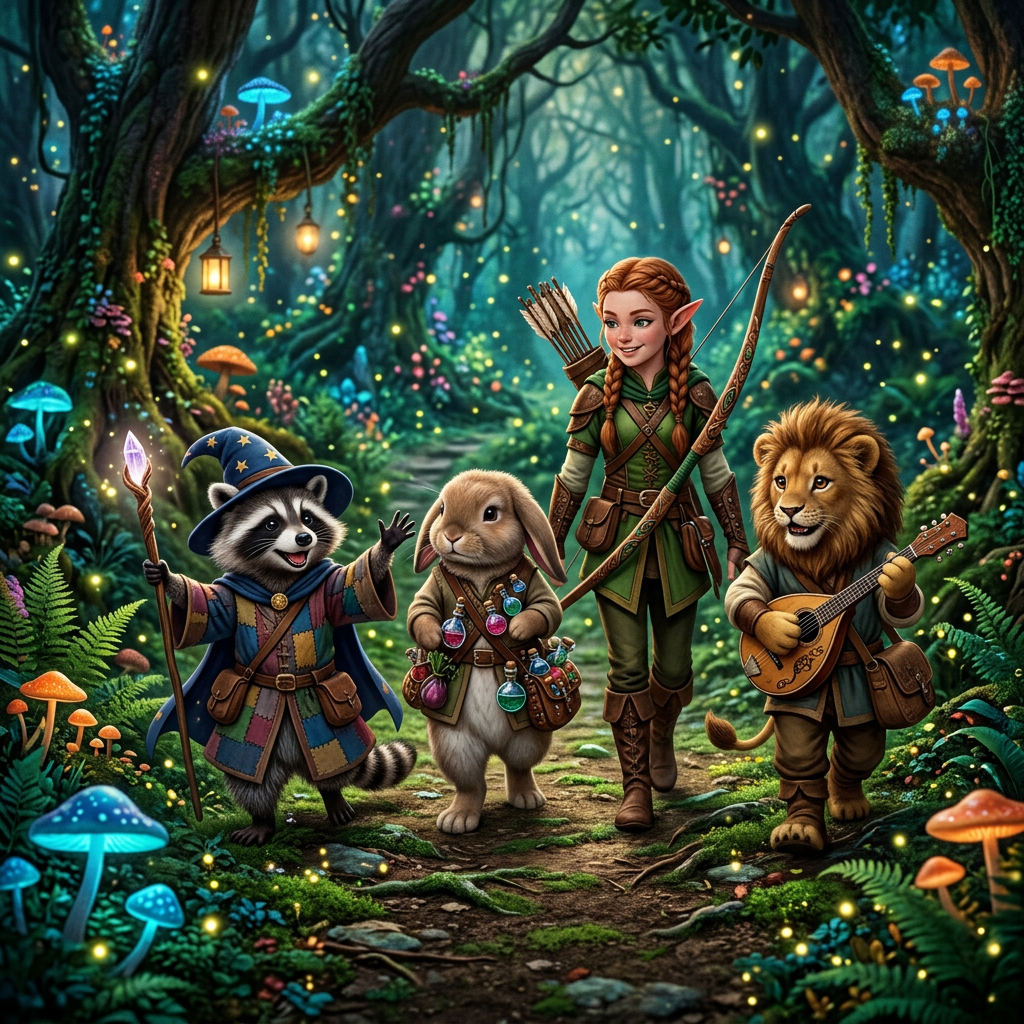Snow White's 7 Dwarfs in an Enchanted Forest | AI Art Generator