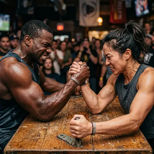Intense Arm Wrestling Match: Man vs. Woman | Photo