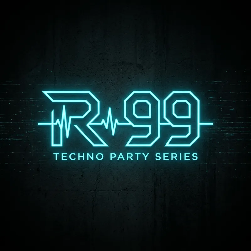 Minimalistic Logo Design for R-99 Techno Party Events | Cyberpunk Inspiration