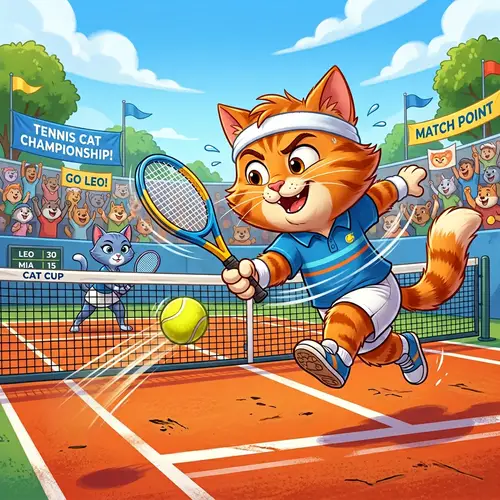 Animated Cartoon Cat Playing Tennis | Fun Tennis Game