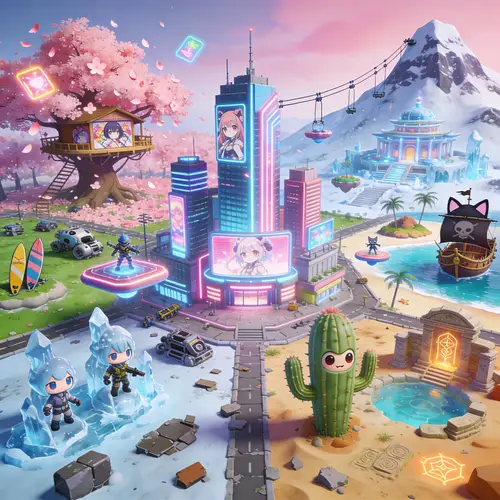 Anime-Inspired Battle Royale Map in Fortnite Style