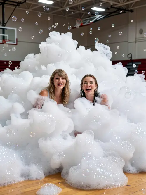 Taylor Swift & Hilary Duff's Fun Foam Party Photoshoot