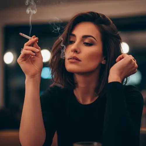 Woman Holding a Cigarette - Captivating Imagery