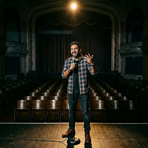 Engaging Stand-Up Comedy Performance in Empty Theater Hall