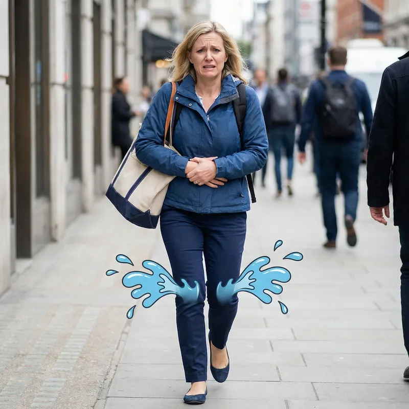 Blonde Woman's Urination Mishap in 4K Footage