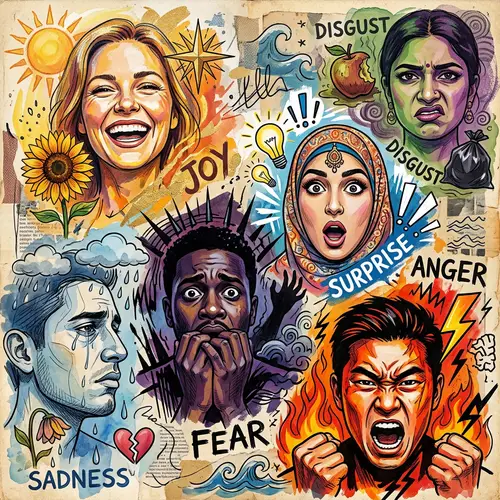 Expressive Human Emotions Collage: Joy, Sadness, Surprise & More