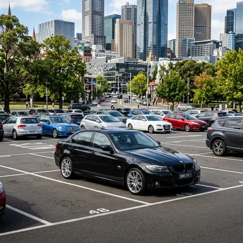 Sleek Black BMW E90 in Proper Parking Lot