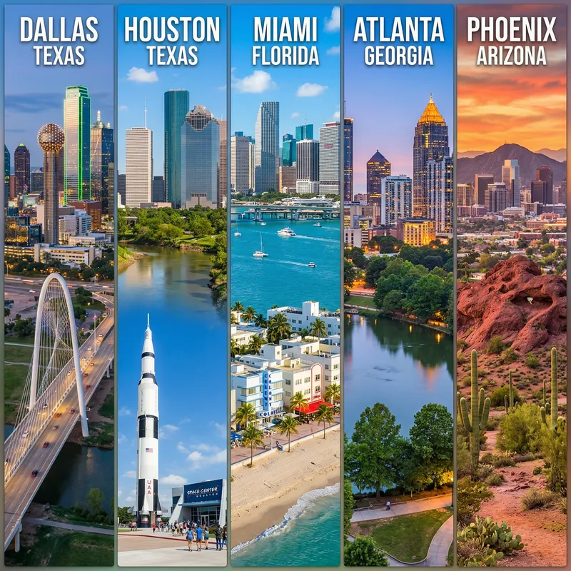 Dallas, Houston, Miami, Atlanta & Phoenix Collage