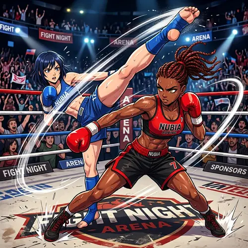 Anime Boxing Match: Fierce African American Heroine