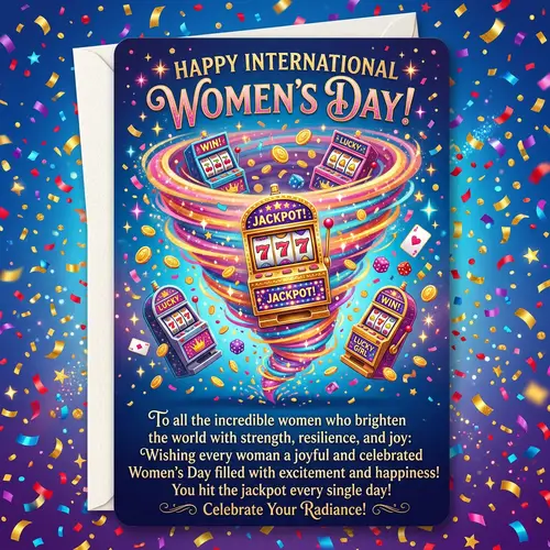 Women's Day Casino Tornado 777 Holiday Card