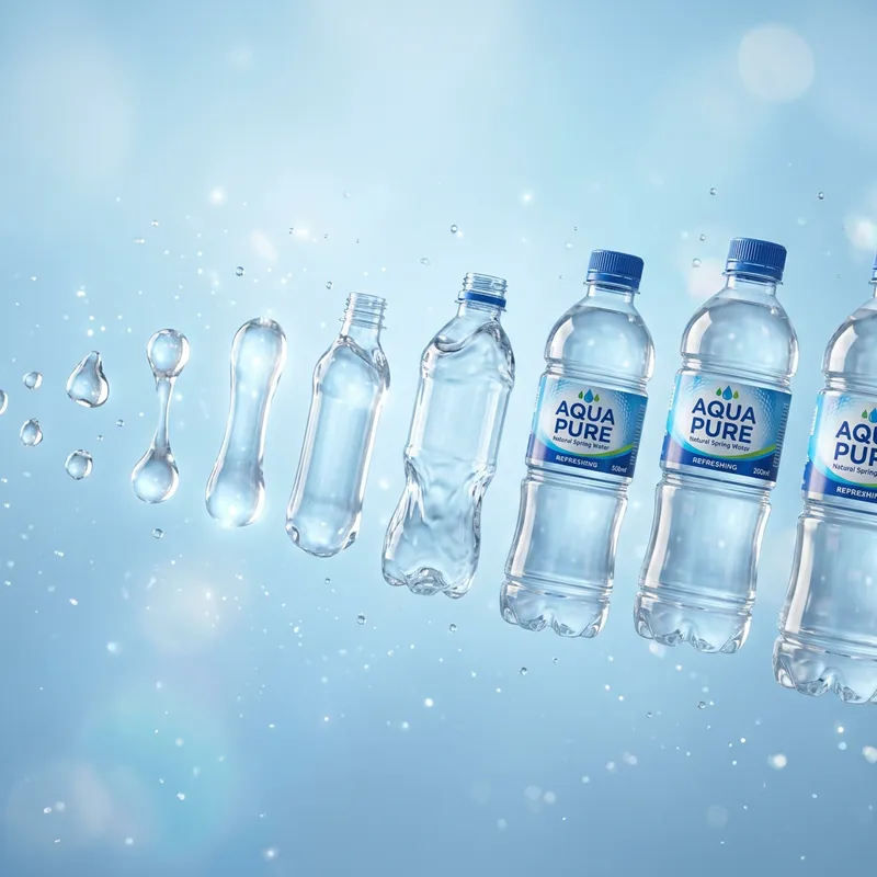 Water Droplets to Plastic Bottles - Surreal Transformation