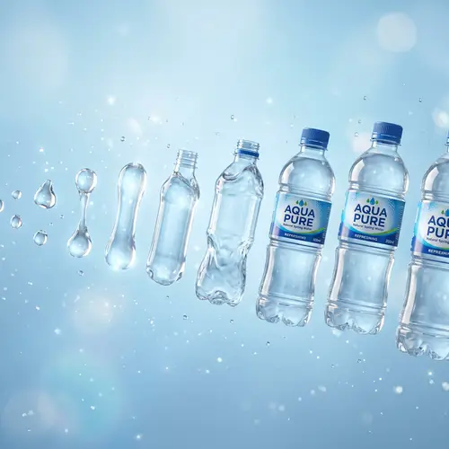 Water Droplets Transforming into Plastic Bottles - Unique Moment Captured