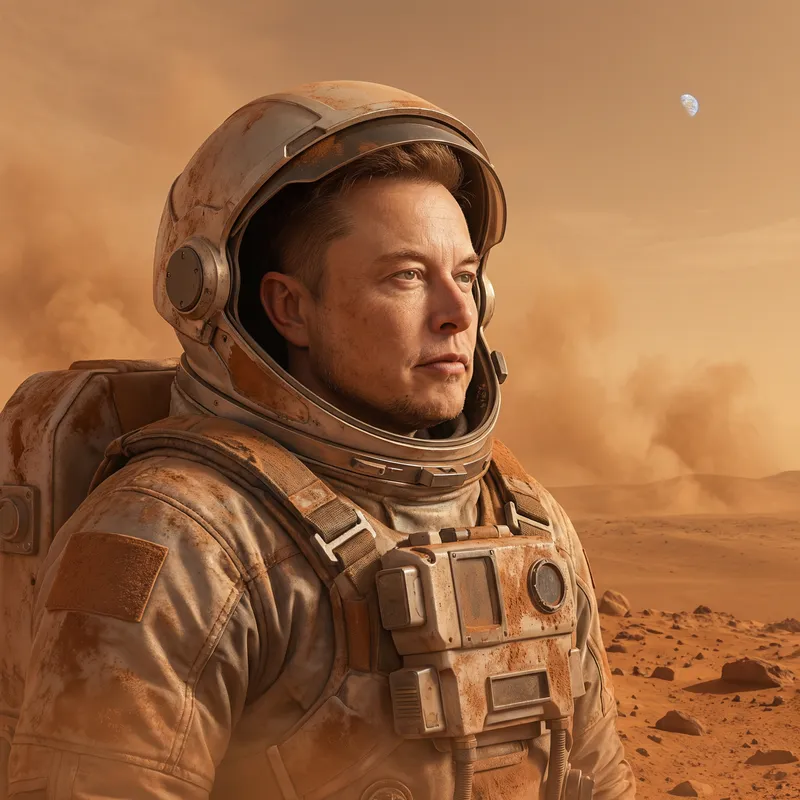 Elon Musk on Mars: Future Exploration in a Modern Suit Elon Musk on Mars: Future Exploration in a Modern Suit