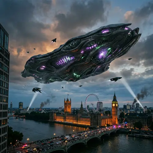 Alien Spaceship Invading Earth - A Sci-Fi Adventure