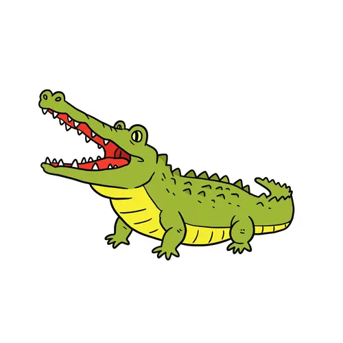 Cute Alligator Drawing with Open Mouth