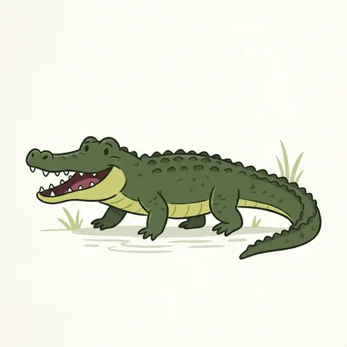 Cute Alligator Drawing with Open Mouth