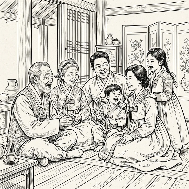 Korean Family Line Sketch: Bonds of Love Korean Family Line Sketch: Bonds of Love
