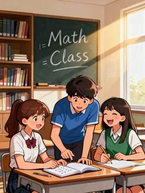 School Life and Friendship Comic Illustration