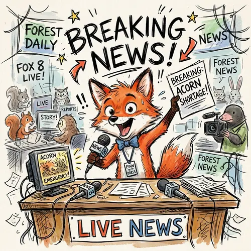 Cute Animal Breaking News Illustration