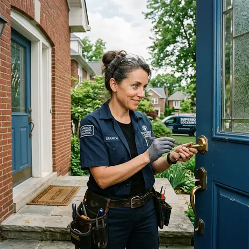 Professional Locksmith Re-Keying a Door Lock