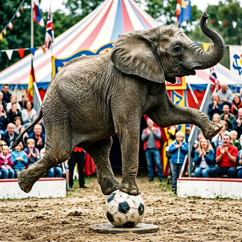 Impressive Elephant Balancing Act on Soccer Ball
