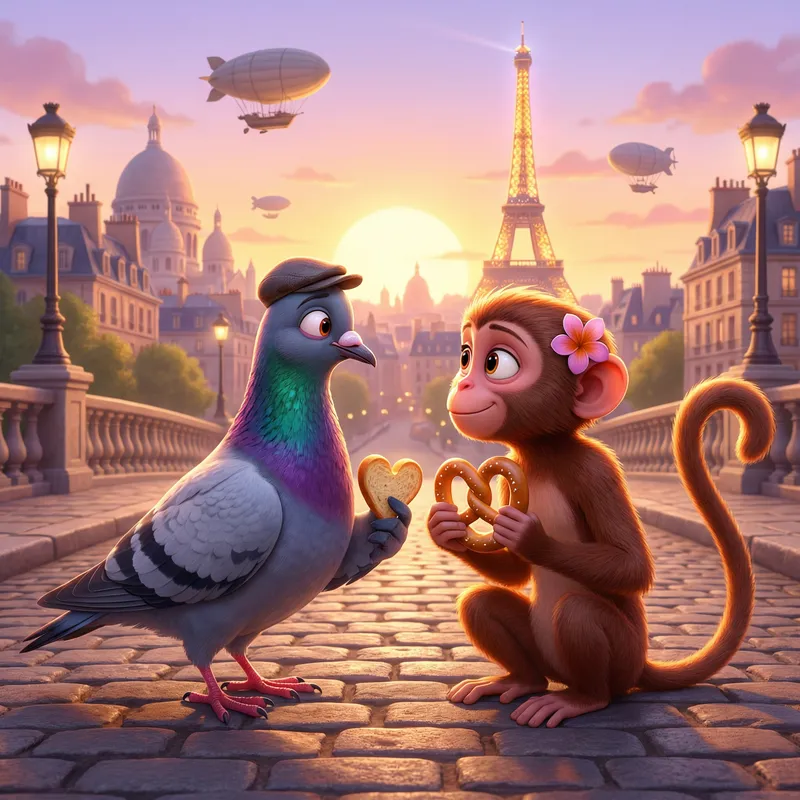 Disney Pixar: A Pigeon and Monkey in Love 3D