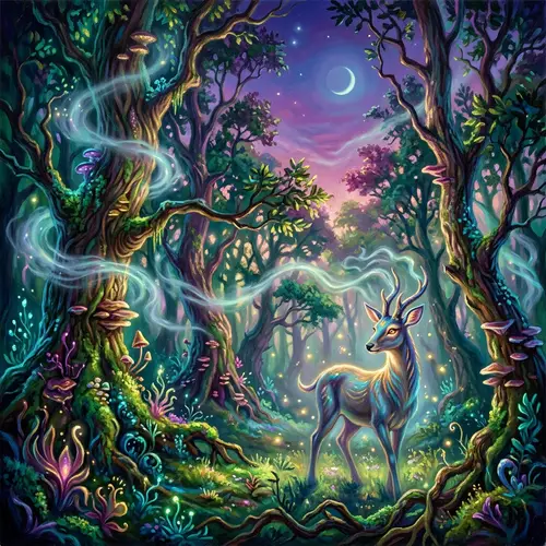 Mystical Forest at Dusk: Expressive & Magical | Fantasy Painting