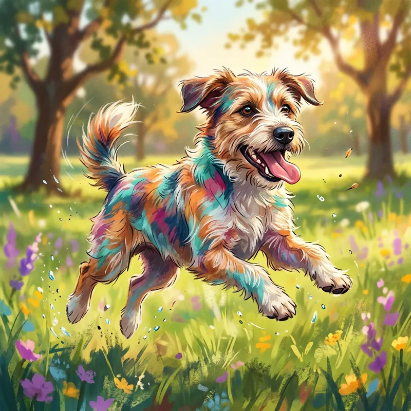 Original Style Playful Dog in Vibrant Colors