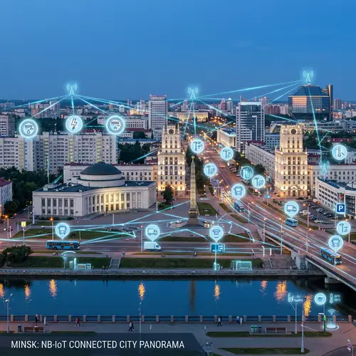 Minsk City Panorama with NB-IoT Technology Integration
