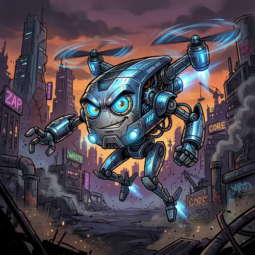 Playful Industrial Drone Character Design