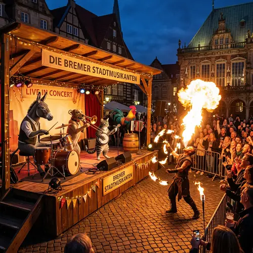 Bremen Town Musicians Musical Performance with Fire Show