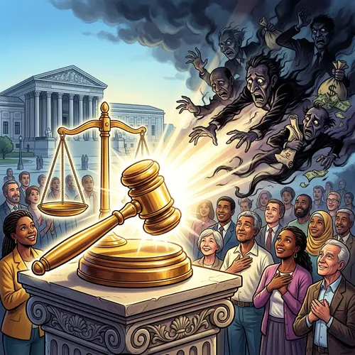 Elimination of Corruption | Symbol of Justice Casting Away Ominous Figures