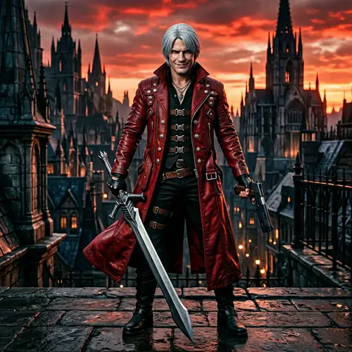 Devil May Cry Dante: Red Coat, Silver Sword & Pistol