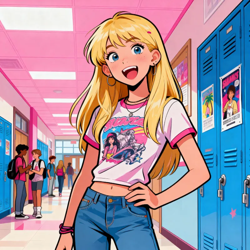Comic Style 16-Year-Old Blonde Girl Inspiration