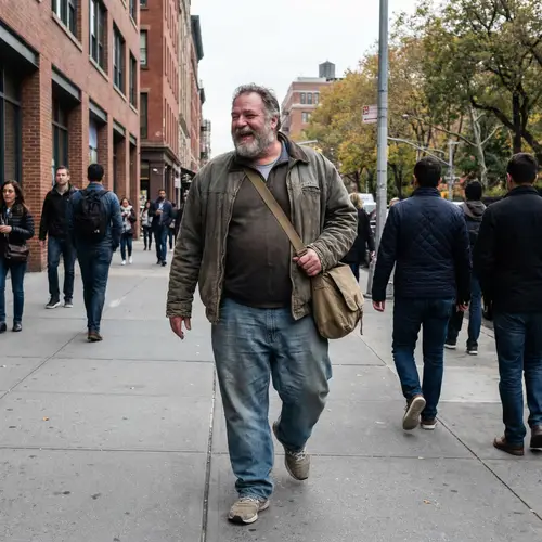 Overweight Man Walking - Stock Photo