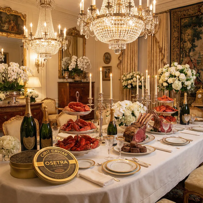 Luxurious Exquisite Dinner with Caviar, Lobster & Champagne