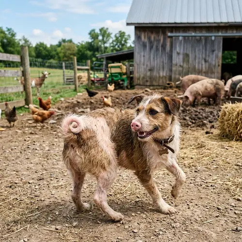 Pig-Dog Hybrid: Unique Farmyard Animal with Mixed Features