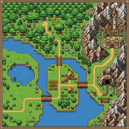 Retro Pixelated Adventure Level Selector Map - Pixel Art Aesthetic