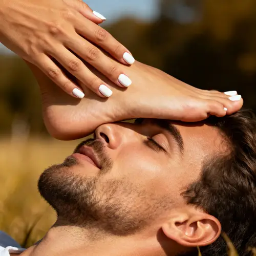 Elegant Woman with White Nails and Husband's Admiration