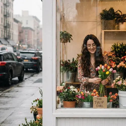 Captivating Woman: The Tulip Girl - Enchanting Florist Story