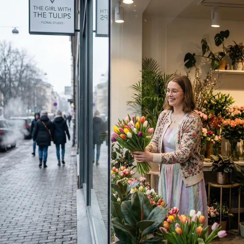 The Girl of Tulips: Enchanting Florist in a Vibrant Yet Chilling City