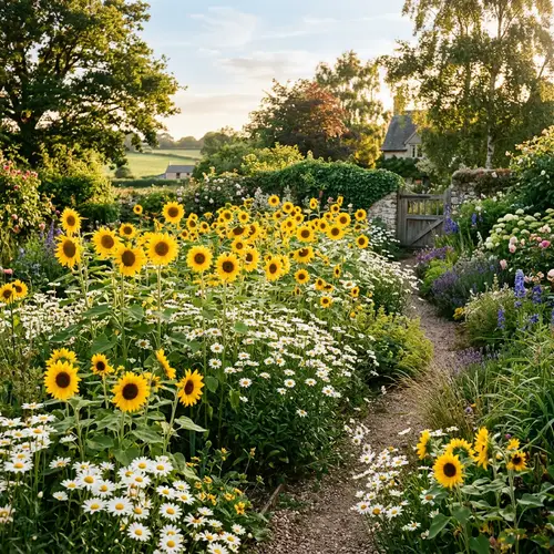 Vibrant Sunflower and Daisy Garden Bliss